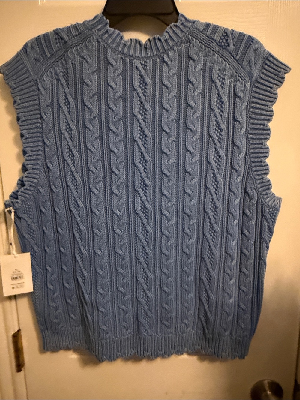 Crop Cable-Knit Sleeveless Sweater Vest in Light Blue by Free Assembly - Picture 7 of 8